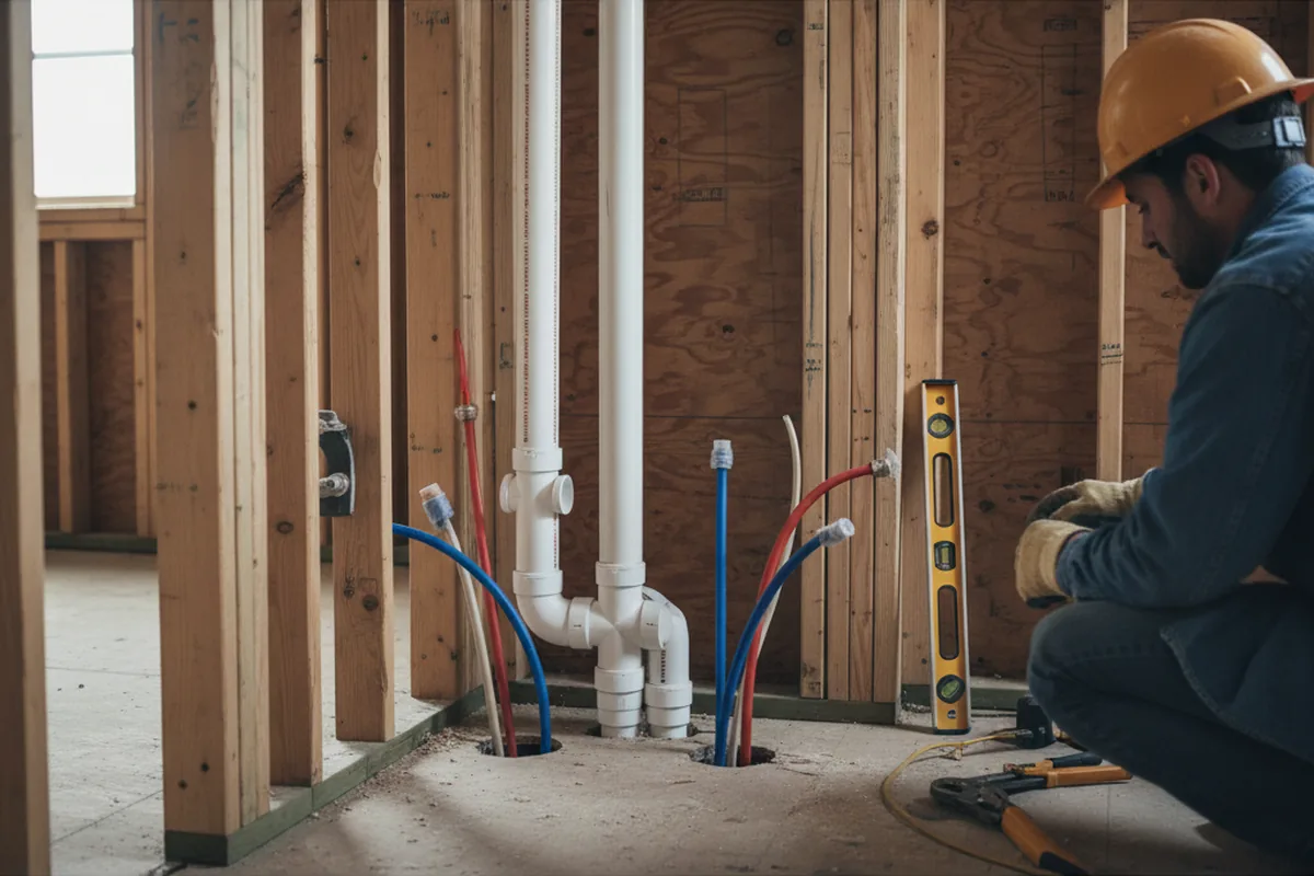 Drain and supply rough-in during Leak Detection in Tracy City